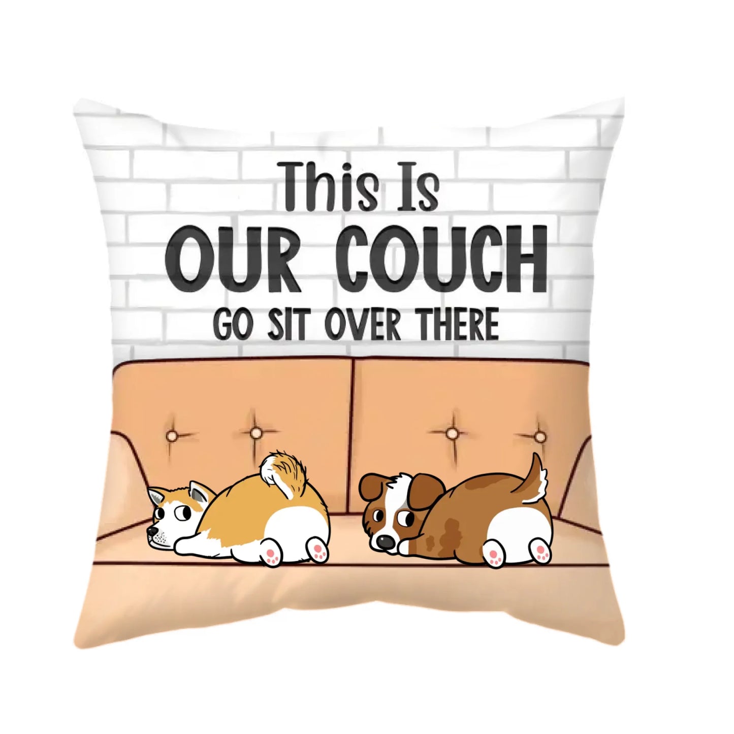 Dog Personalized Pillow - Custom Dog Name & Breed Art - Size 14x14 To 18x18 - Funny Gift For Pet Owner - This Is Our Couch - Jollimate