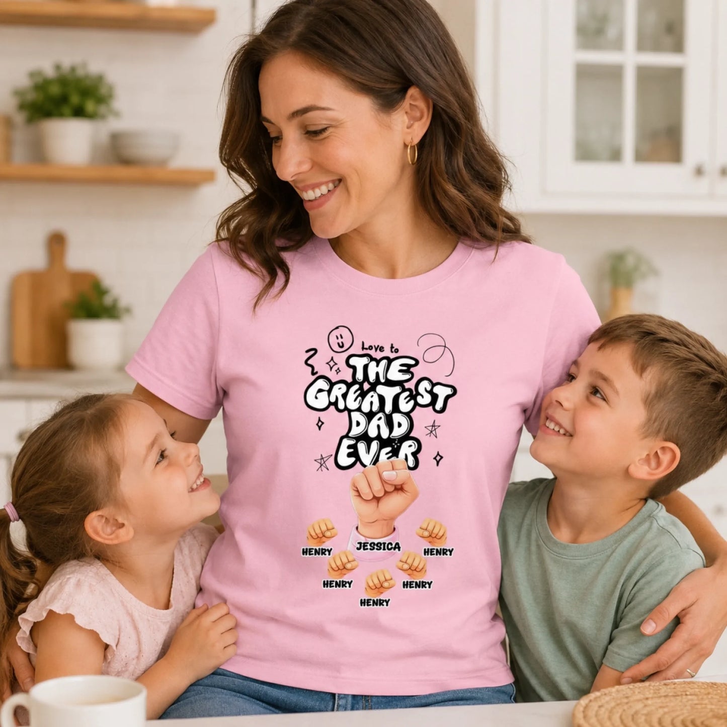 Personalized Mom T-Shirt Best Mom Grandma Ever Fist Bump - Custom Mother's Day Gift