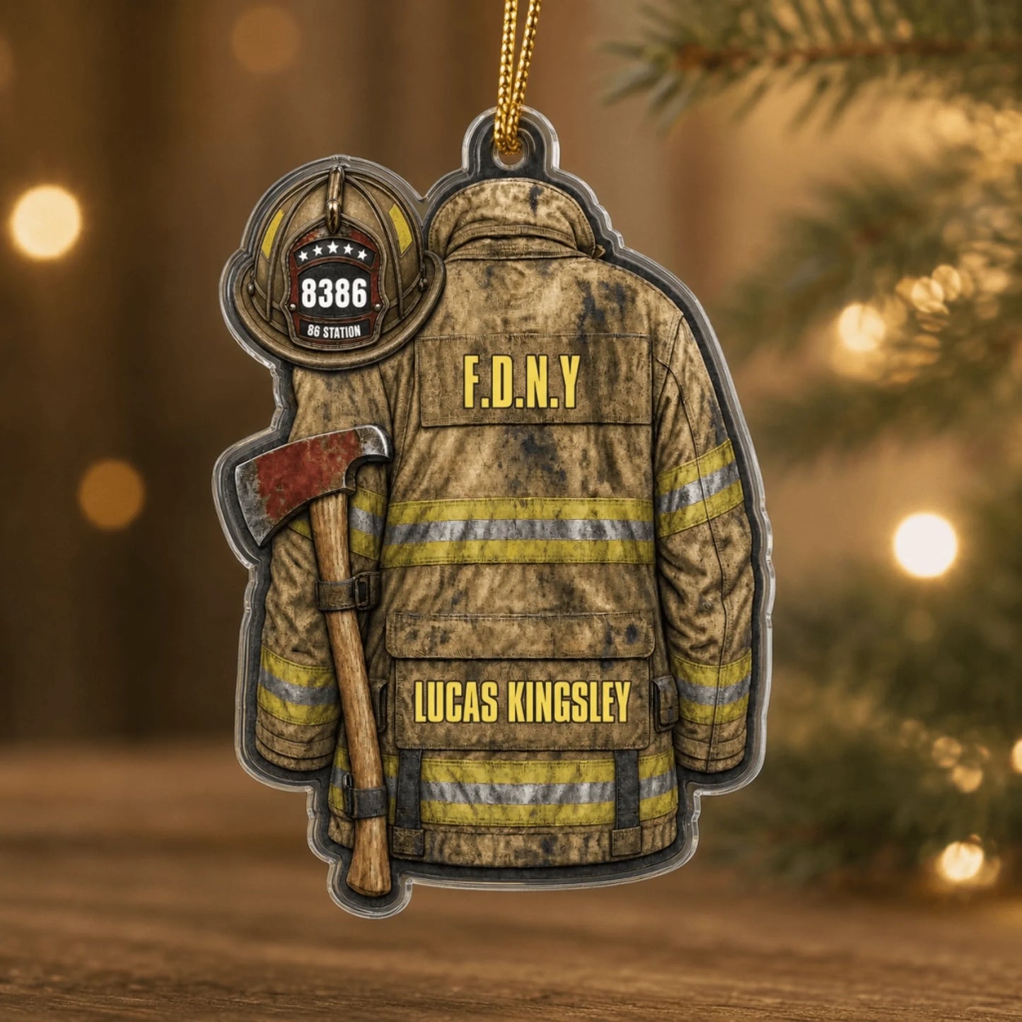 Firefighter Personalized Acrylic Car Ornament Custom Uniform Color Options