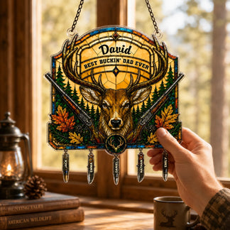 Personalized dad suncatcher ornament available in 4 sizes 6 to 12 inches