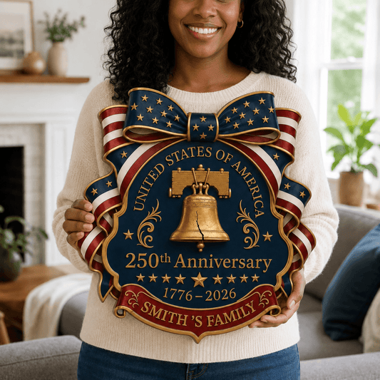 4th of July personalized wooden sign custom family name gift idea