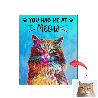 Personalized cat mom canvas with custom couple and cat oil painting style portrait front view - Jollimate