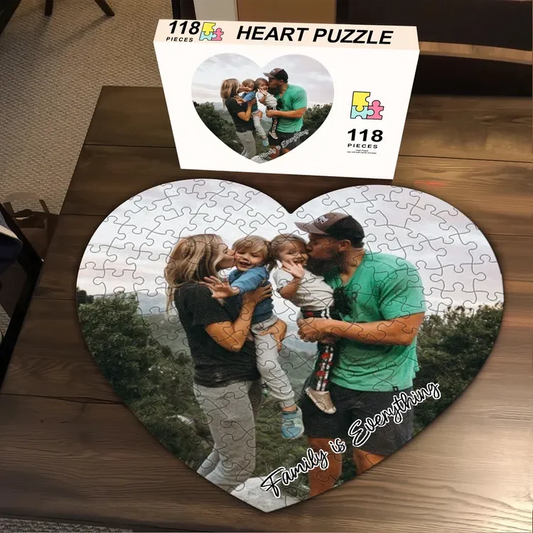 Family Personalized Heart Puzzle - Custom Photo & Message - 118 Pieces - Gift For Family - Jollimate