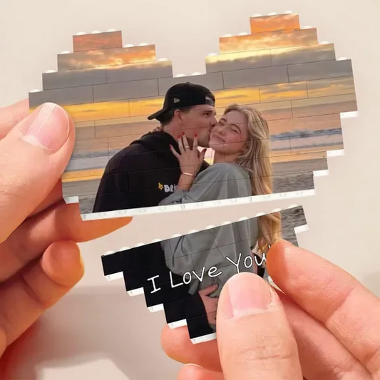 Couple Personalized Photo Block - Custom Picture - Romantic Anniversary Gift For Lovers - I Love You Photo Keepsake Puzzle - Jollimate