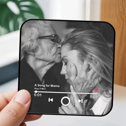 Grandma Personalized Magnet - Custom Photo, Song & Singer - Size 3x3 To 4x4 - Music Player Gift, Gift For Her - Jollimate