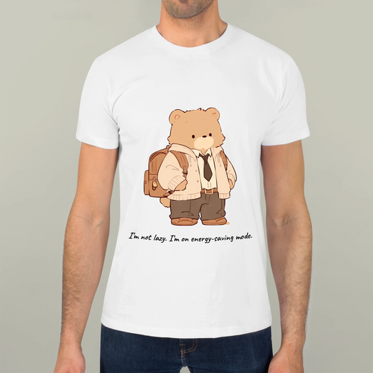 Custom Funny Bear T-Shirt - Im Not Lazy Im On Energy Saving Mode Humorous Graphic Custom Name Gift For Him Gift For Her