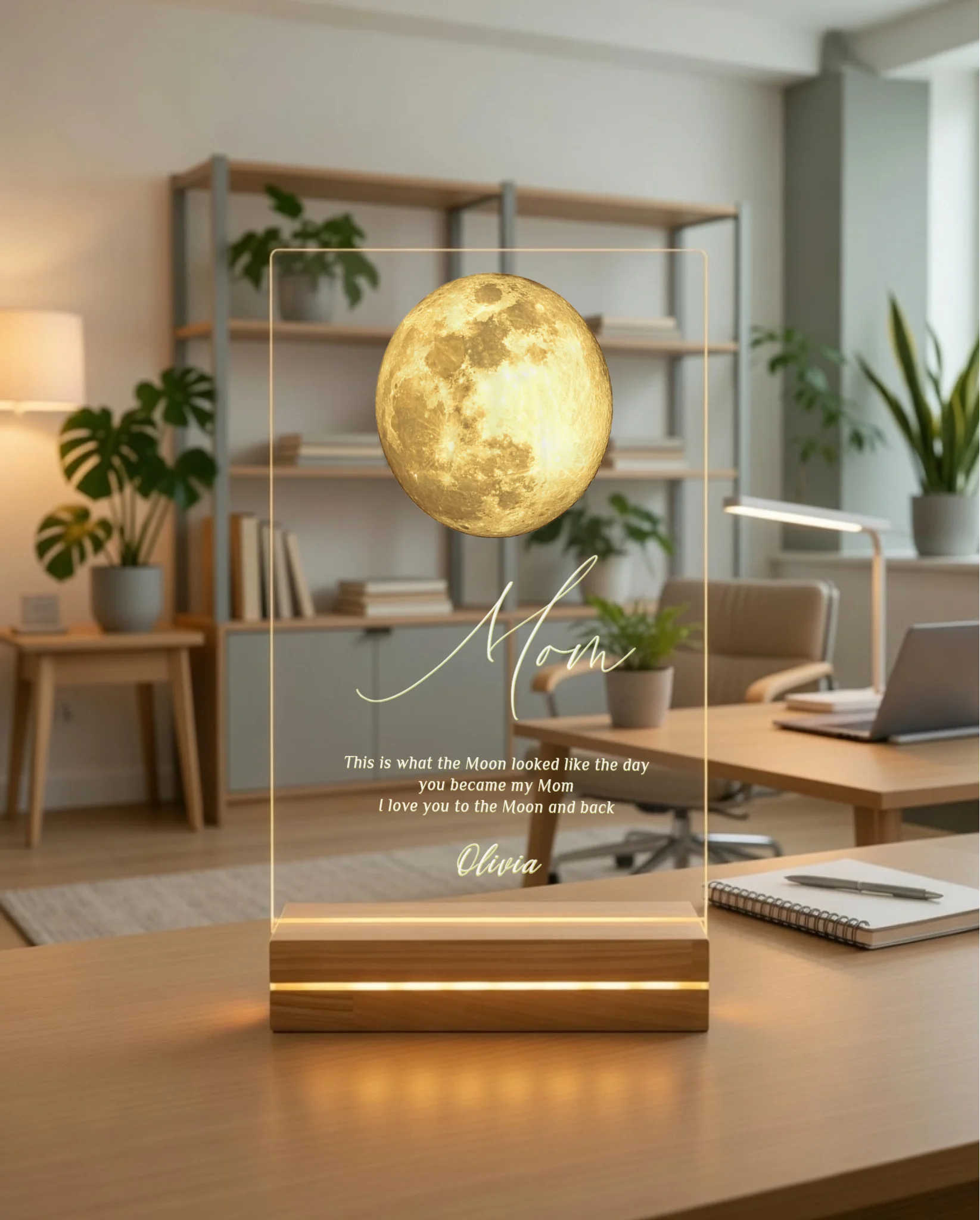 Personalized Mom Acrylic Plaque - This Is What The Moon Looked Like The Day You Became My Mom Custom Photo Date Gift For Family, Mothers Day Gift For Her