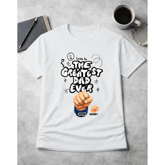 Personalized Best Dad Ever Fist Bump T-Shirt White, custom gift for dad grandpa Father's Day shirt
