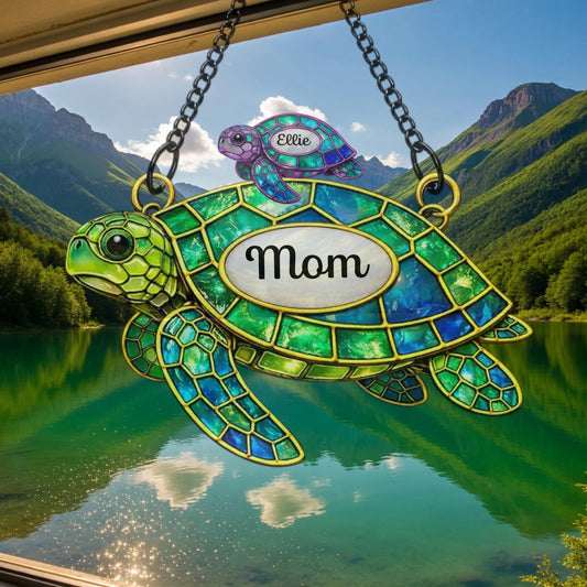 Turtle and her babies acrylic suncatcher will always be the best gift for your mother or your beloved one, make sure to buy this for her!