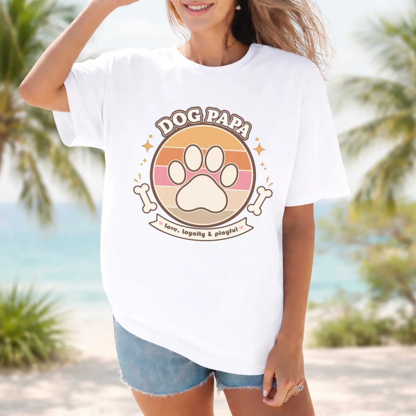 Personalized Dog Parent T-Shirt With Name, Custom Dog Mom Or Dog Dad Gift With Paw Print Design