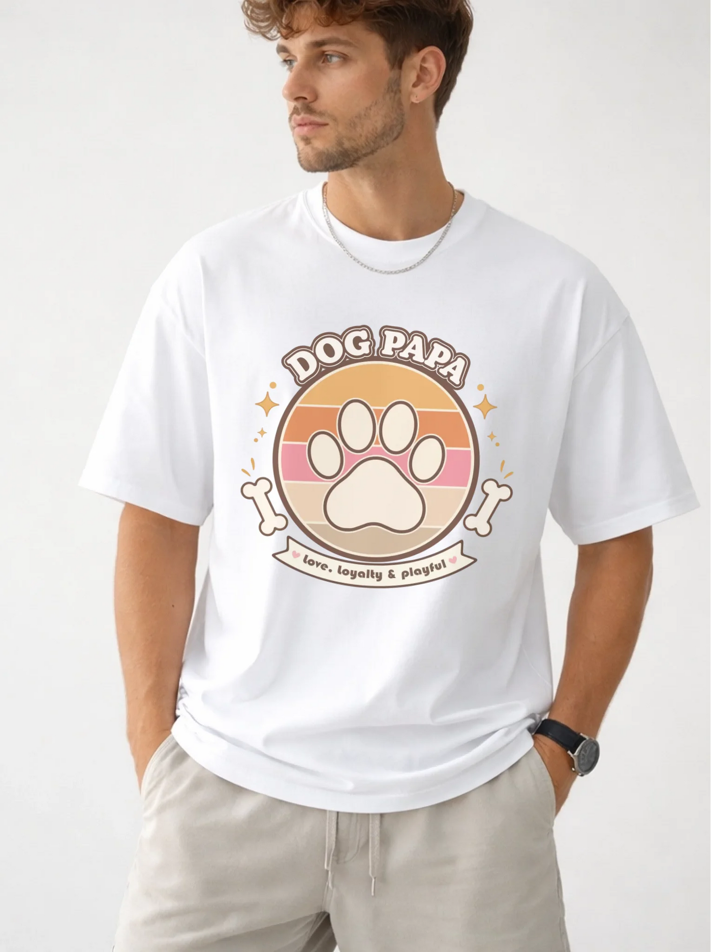 Personalized Dog Parent T-Shirt With Name, Custom Dog Mom Or Dog Dad Gift With Paw Print Design