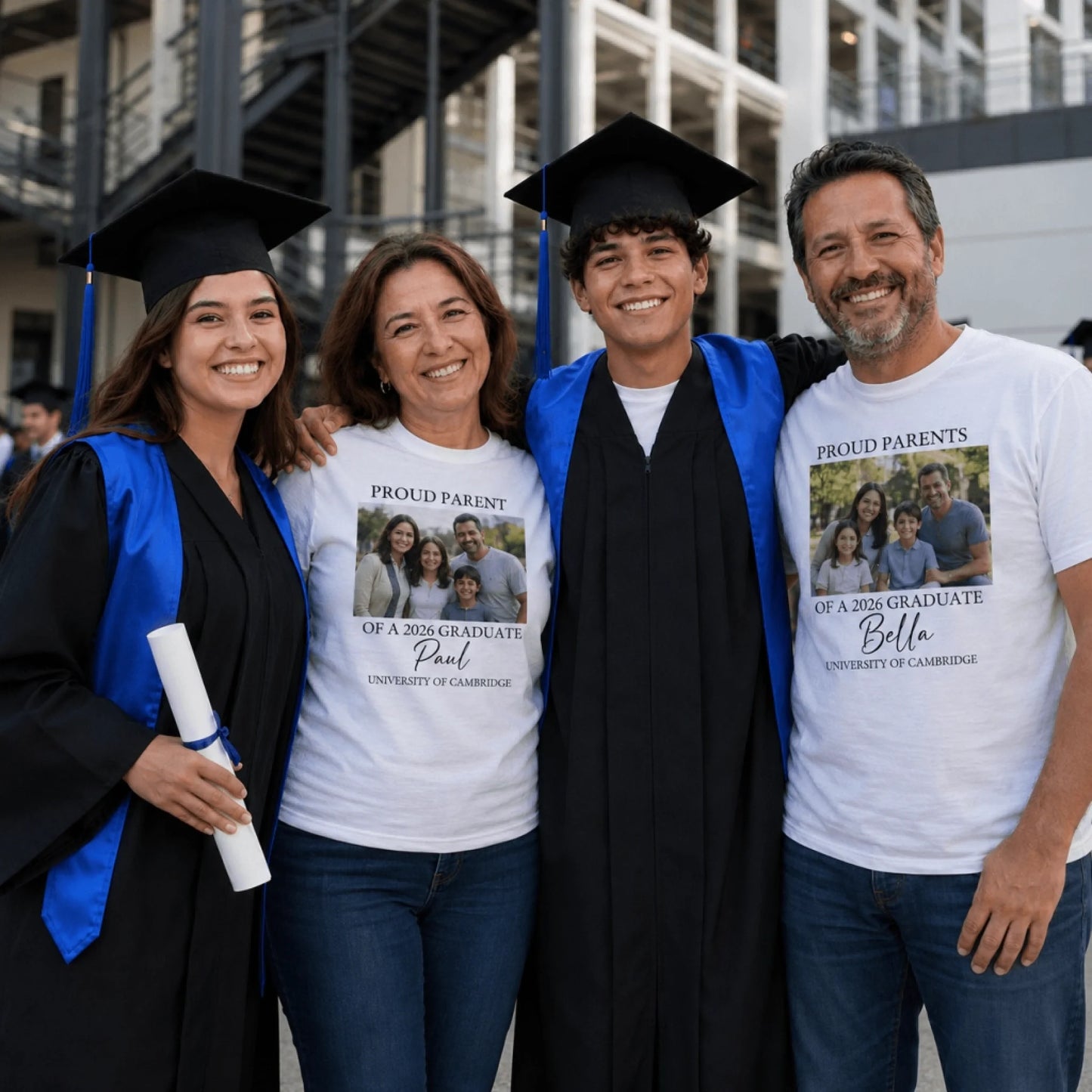 Personalized Graduation T-Shirt - Proud Parents Of A Graduate - Custom Photo Name Graduation Gift For Family Gift For Mom Gift For Dad