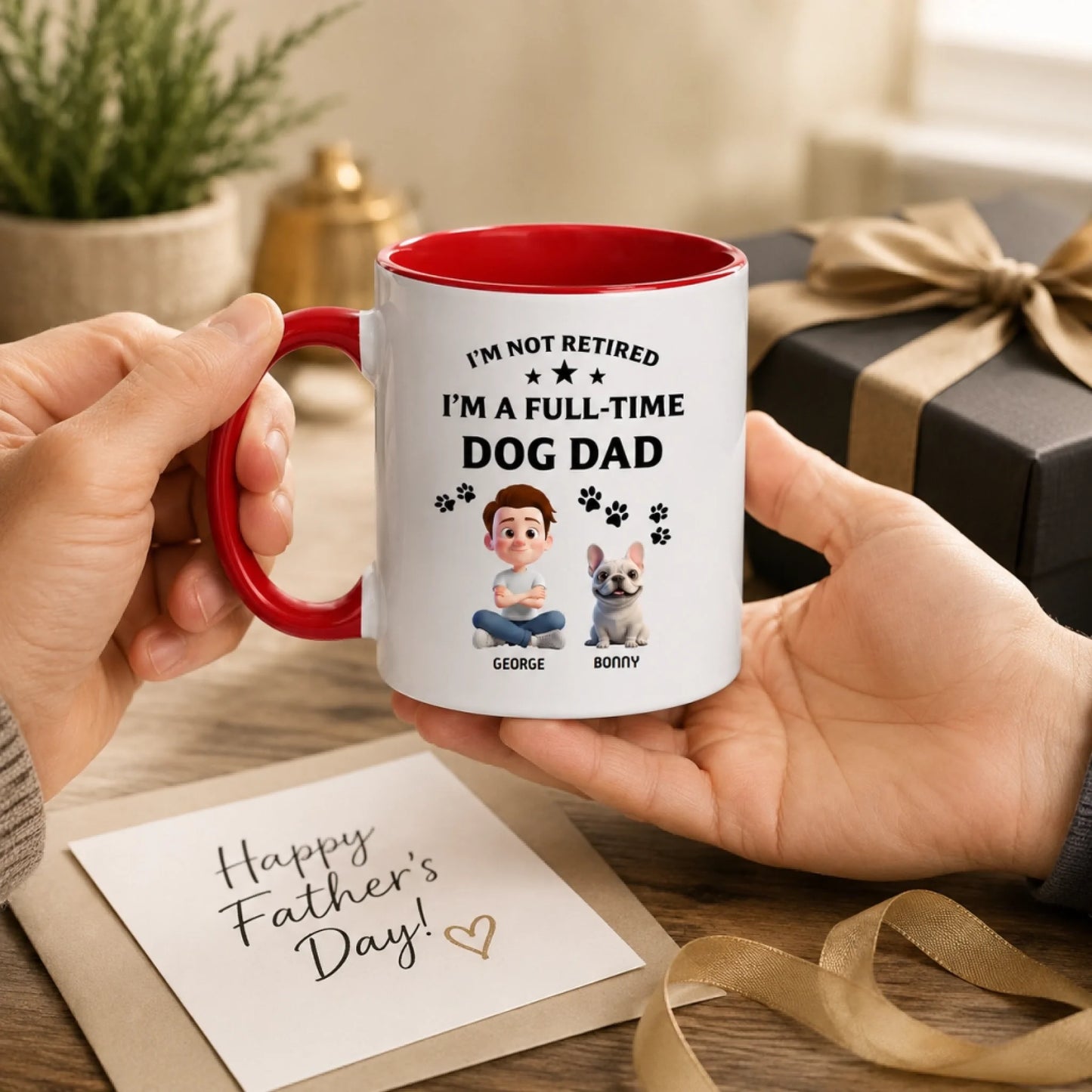 Personalized Dog Dad Mug, Custom Pet Names Gift For Dog Lovers, Funny Full-Time Pet Dad Design, Birthday Gift - Jollimate