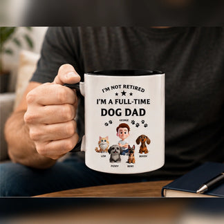 Personalized Dog Dad Mug, Custom Pet Names Gift For Dog Lovers, Funny Full-Time Pet Dad Design, Birthday Gift - Jollimate
