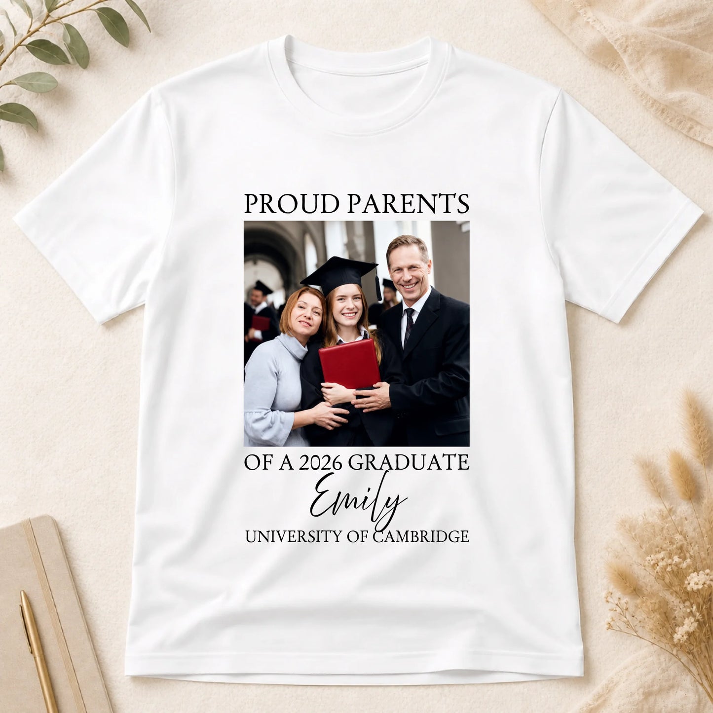 Personalized Graduation T-Shirt - Proud Parents Of A Graduate - Custom Photo Name Graduation Gift For Family Gift For Mom Gift For Dad