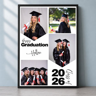 Graduation Personalized Poster - Custom Photo Collage & Name - Class Of 2026 Gift For Graduate - Jollimate