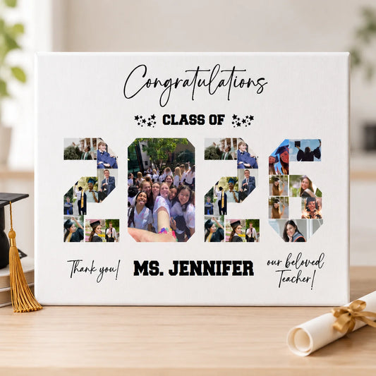 Graduation Personalized Canvas - Custom Photos & Name - Size 14x11 to 24x20 - Appreciation Gift For Teacher - Jollimate