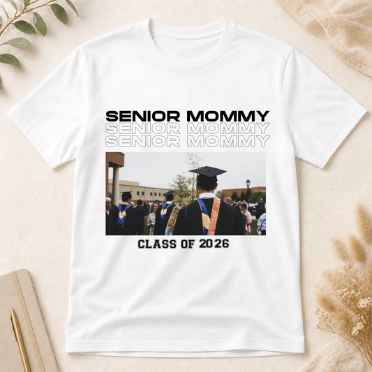 Personalized Senior Mom Dad T-Shirt - Senior Mom Dad Class Of 2026 Photo Collage Custom Name Gift For Family Graduation Gift For Her Gift For Him