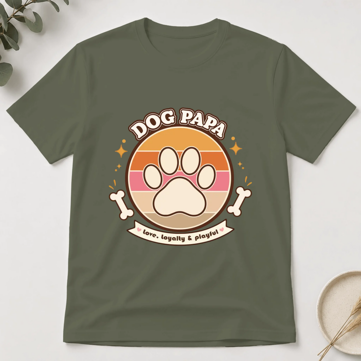 Personalized Dog Parent T-Shirt With Name, Custom Dog Mom Or Dog Dad Gift With Paw Print Design