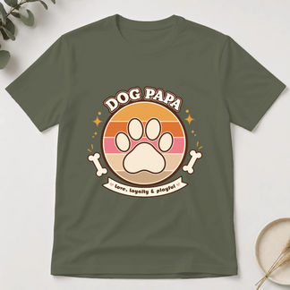 Personalized Dog Parent T-Shirt With Name, Custom Dog Mom Or Dog Dad Gift With Paw Print Design
