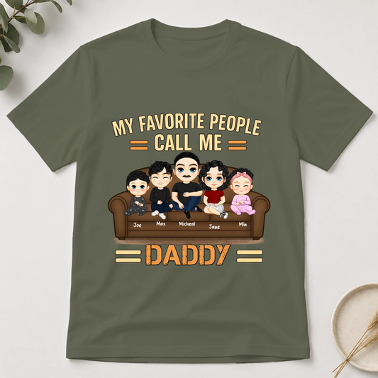 Personalized Dad T-Shirt, Custom Kids Names Gift For Daddy, My Favorite People Call Me Daddy Shirt, Father's Day Gift - Jollimate