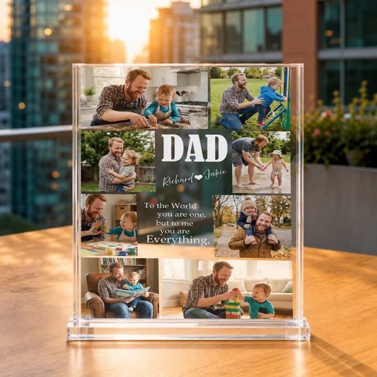 Dad Personalized Acrylic Plaque - Custom Names & Photo - Father’s Day Gift For Dad - To The World You Are Everything Decor - Jollimate