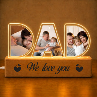 Dad Personalized LED Night Light - Custom Family Photo - Father’s Day Room Decor Gift - We Love You - Jollimate