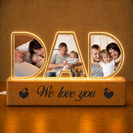 Dad Personalized LED Night Light - Custom Family Photo - Father’s Day Room Decor Gift - We Love You - Jollimate