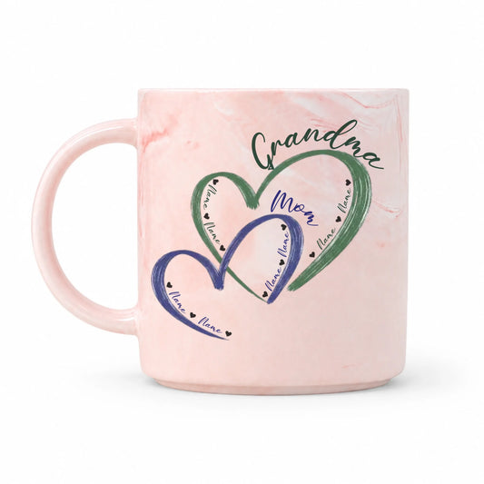 Grandma Personalized Mug - Custom Kids Names - Gift For Grandma, Gift For Mom - Nested Hearts Mug - Jollimate
