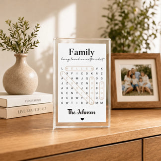 Personalized Family Acrylic Plaque, Custom Names Gift For Loved Ones, Sentimental Family Name Keepsake, Word Search Design