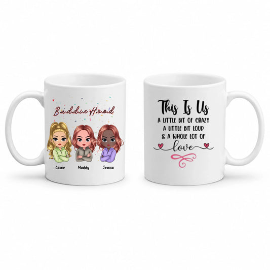 Friendship Personalized Mug - Custom Names & Avatars - 11oz & 15oz - Soul Sisters Birthday Gift - This Is Us Baddie Hood Mug - Jollimate
