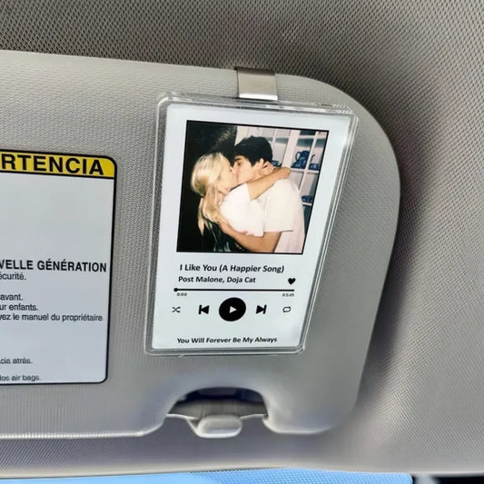 Couple Personalized Acrylic Car Visor Clip - Custom Photo & Song - Anniversary Gift For Lover - Jollimate