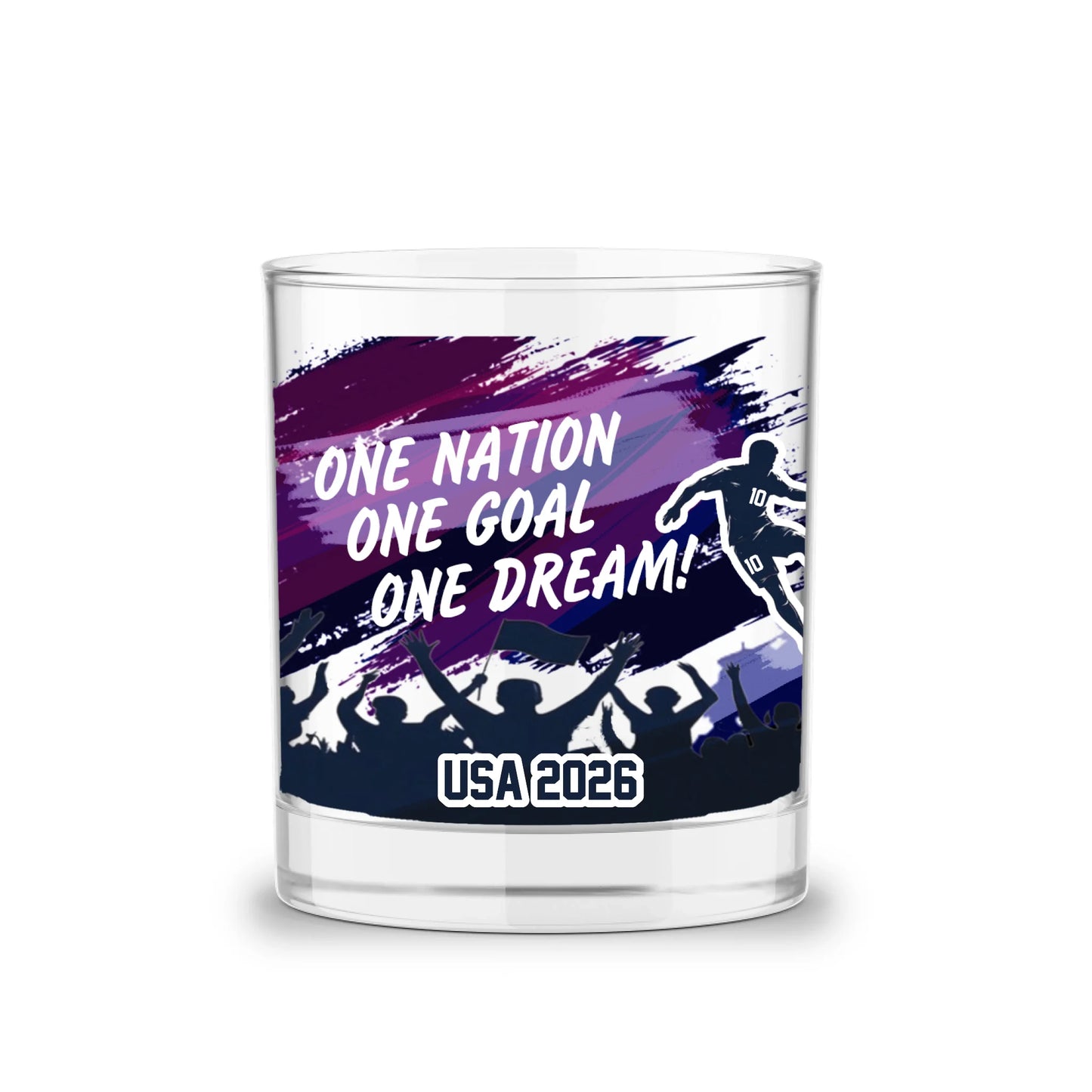 Soccer Personalized Whiskey Glass - Custom Country Flag & Player Number - World Cup 2026 Gift For Sport Fan - One Nation One Goal One Dream - Jollimate