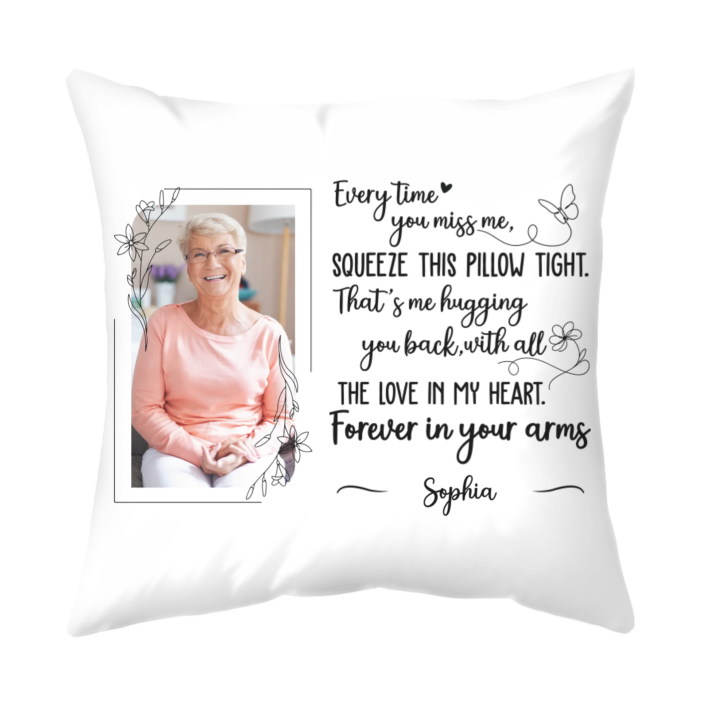 Memorial Personalized Pillow - Custom Photo & Name - Size 12x12 To 18x18 - Sympathy Remembrance Gift For Family - Jollimate