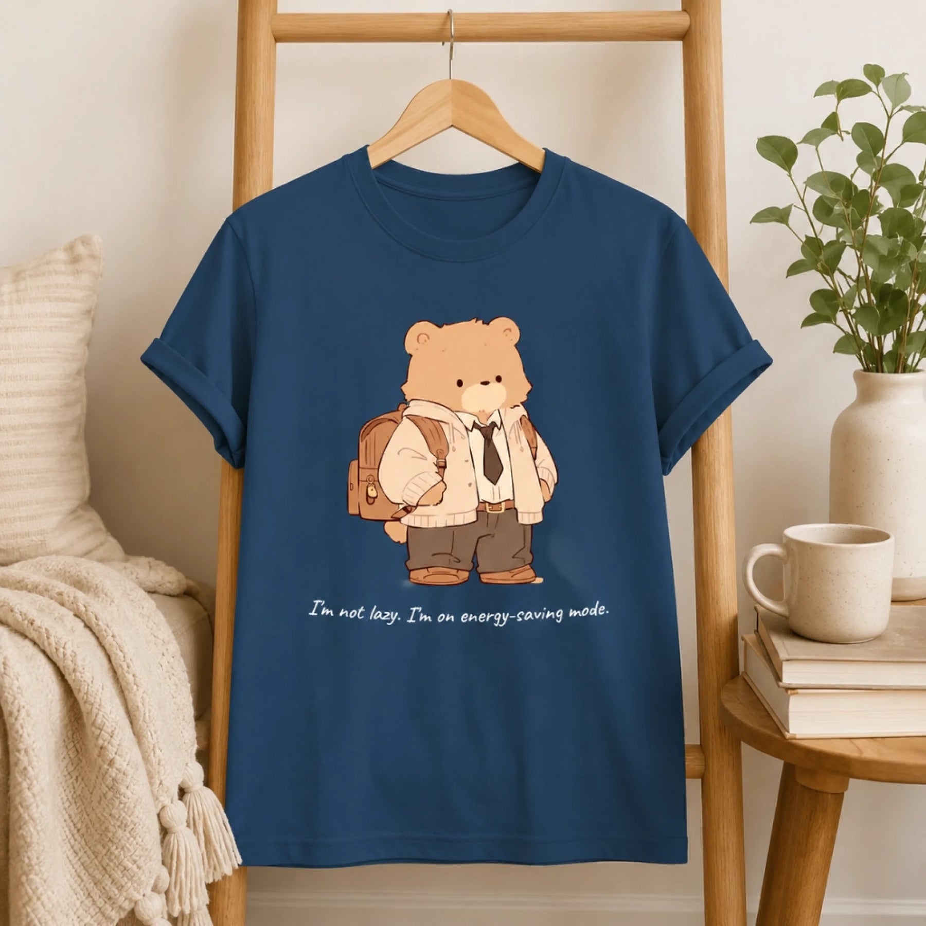 Custom Funny Bear T-Shirt - Im Not Lazy Im On Energy Saving Mode Humorous Graphic Custom Name Gift For Him Gift For Her