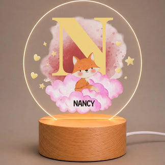 Baby Personalized Acrylic Night Light - Custom Initial & Name - Cute Animal Birthday Gift For Kids - Jollimate