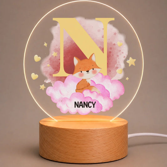 Baby Personalized Acrylic Night Light - Custom Initial & Name - Cute Animal Birthday Gift For Kids - Jollimate