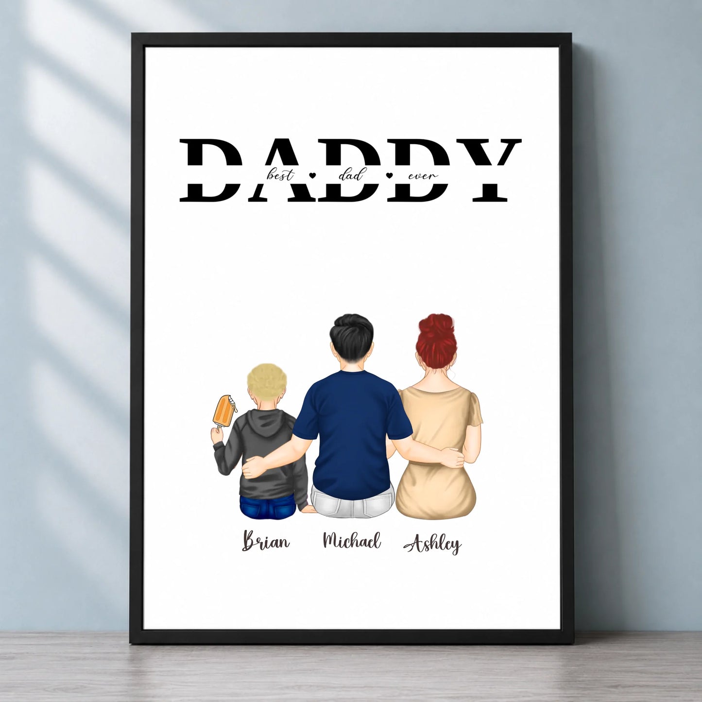 Dad Personalized Poster With Frame - Custom Kids Names - 12x8 To 30x20 - Father's Day Wall Art Gift For Him - Jollimate