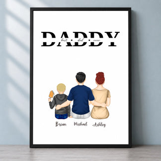 Dad Personalized Poster With Frame - Custom Kids Names - 12x8 To 30x20 - Father's Day Wall Art Gift For Him - Jollimate