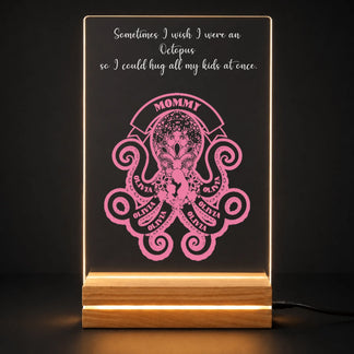 Mom Personalized Acrylic Night Light - Custom Kids Names - Octopus Hug Mother's Day Gift For Family - Jollimate