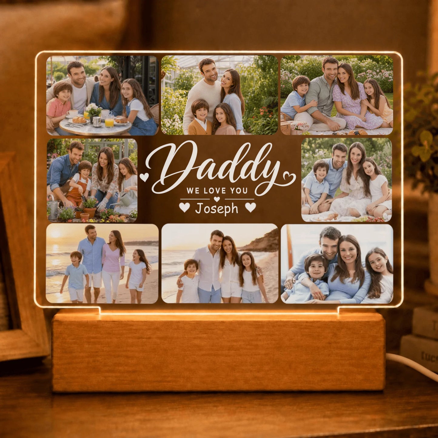 Dad Personalized LED Night Light - Custom Family Photos and Kids Names - 3 Size - Father’s Day Room Decor Gift For Him - Jollimate