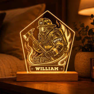 Firefighter custom LED night light available in 6, 8 and 10 inch sizes