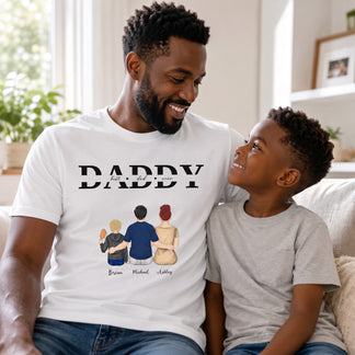 Personalized Best Dad Ever T-Shirt, Custom Kids Names Daddy Shirt, Family Sitting Design, Father’s Day Gift