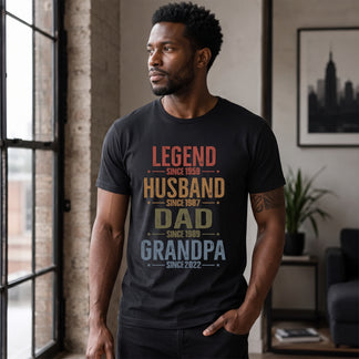 Dad Personalized T-Shirt - Custom Year Text - Size S to 3XL - Father's Day Gift - Legend Husband Dad Grandpa Shirt - Jollimate