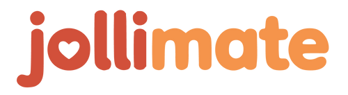 Logo of jollimate with a heart symbol in the 'o' of 'jollimate' on a white background