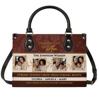 Personalized Leather Handbag - Family - Custom Name & Custom Photos