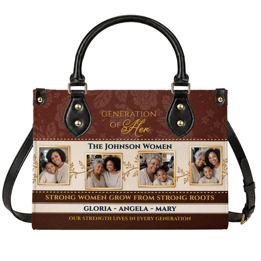 Personalized Leather Handbag - Family - Custom Name & Custom Photos