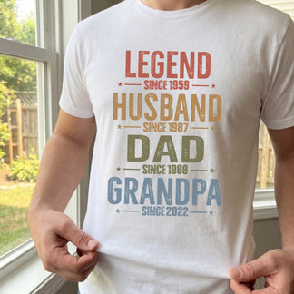 Personalized Dad T-Shirt Custom Year - Legend Husband Dad Grandpa Gift for Father's Day