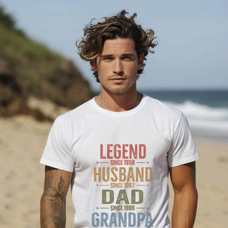 Personalized gift for men - custom dad t-shirt with year Legend Husband Dad Grandpa