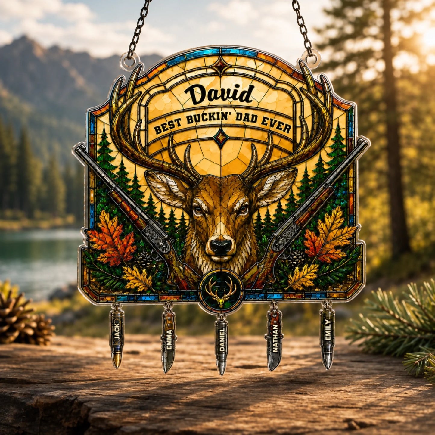 3mm acrylic suncatcher double-sided printing for hunting dad gift
